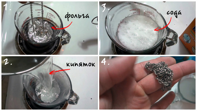 Сода и горячая вода против потемнения на металле